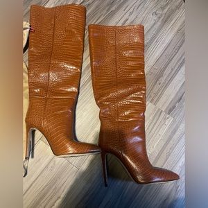 Paris Texas 110mm Leather Croc Embossed Boot Size 37 1/2. Dustbag included